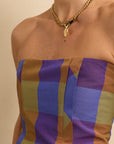 Flatiron Bustier Check Purple