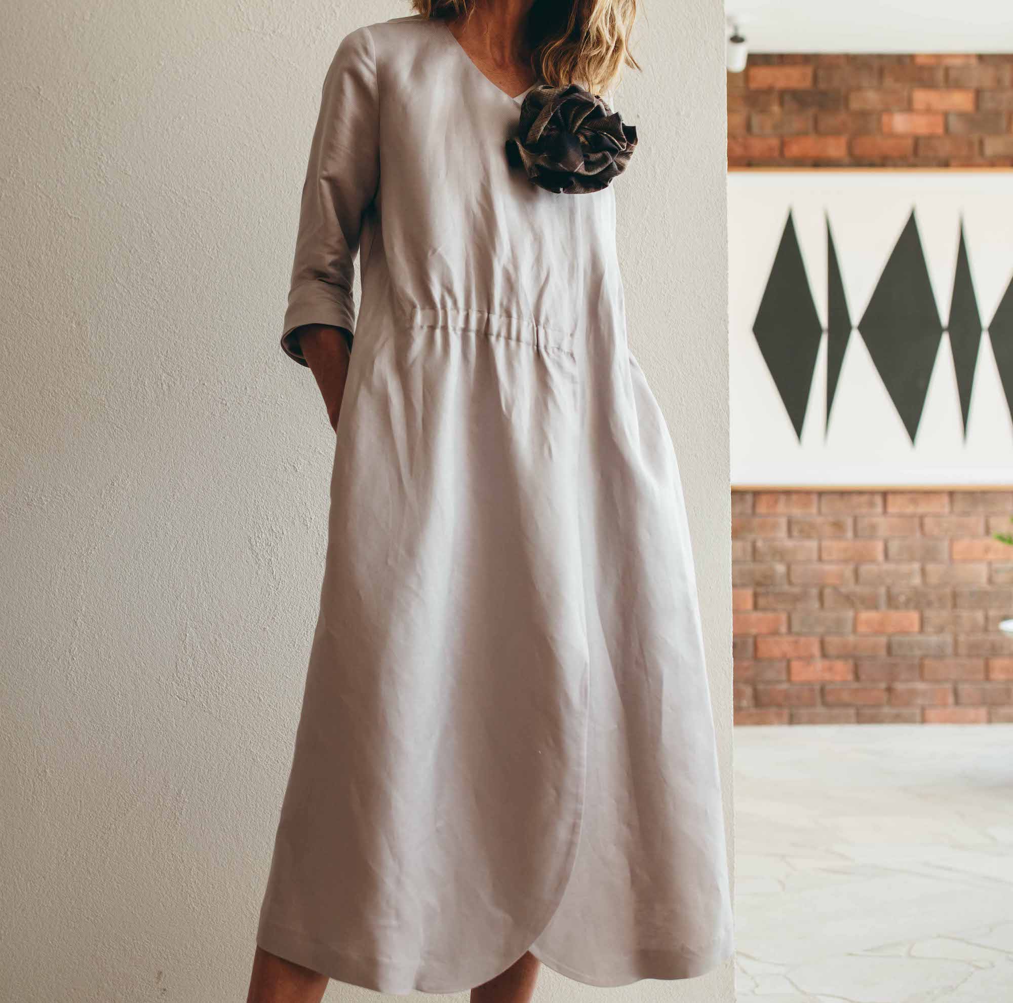 Hepburn Dress Silver Linen