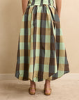 Petal Skirt Mint Check/Fawn