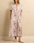 Maxi Shirt Dress Rust Floral