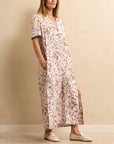 Maxi Shirt Dress Rust Floral