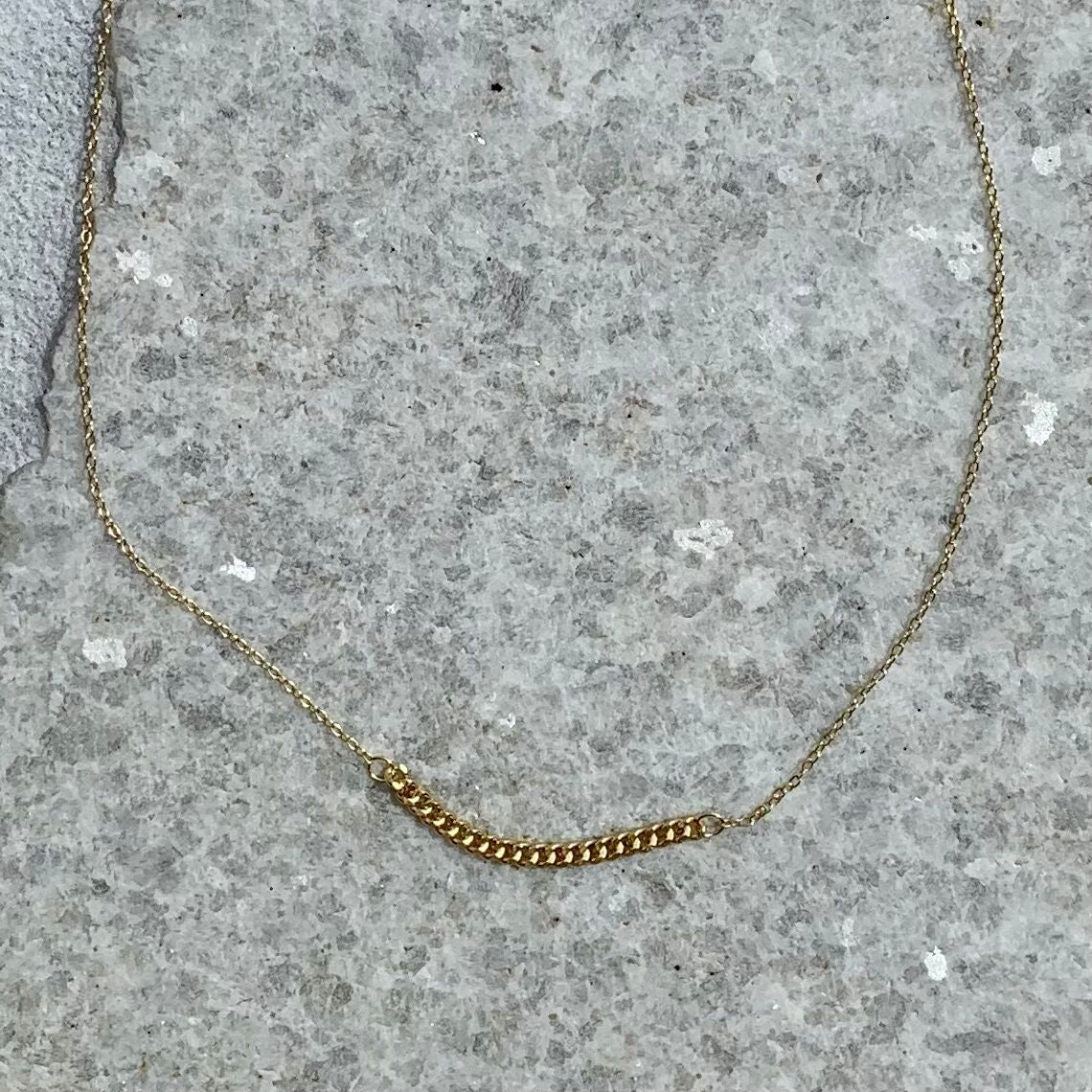 A R Fine Chain Bar Necklace