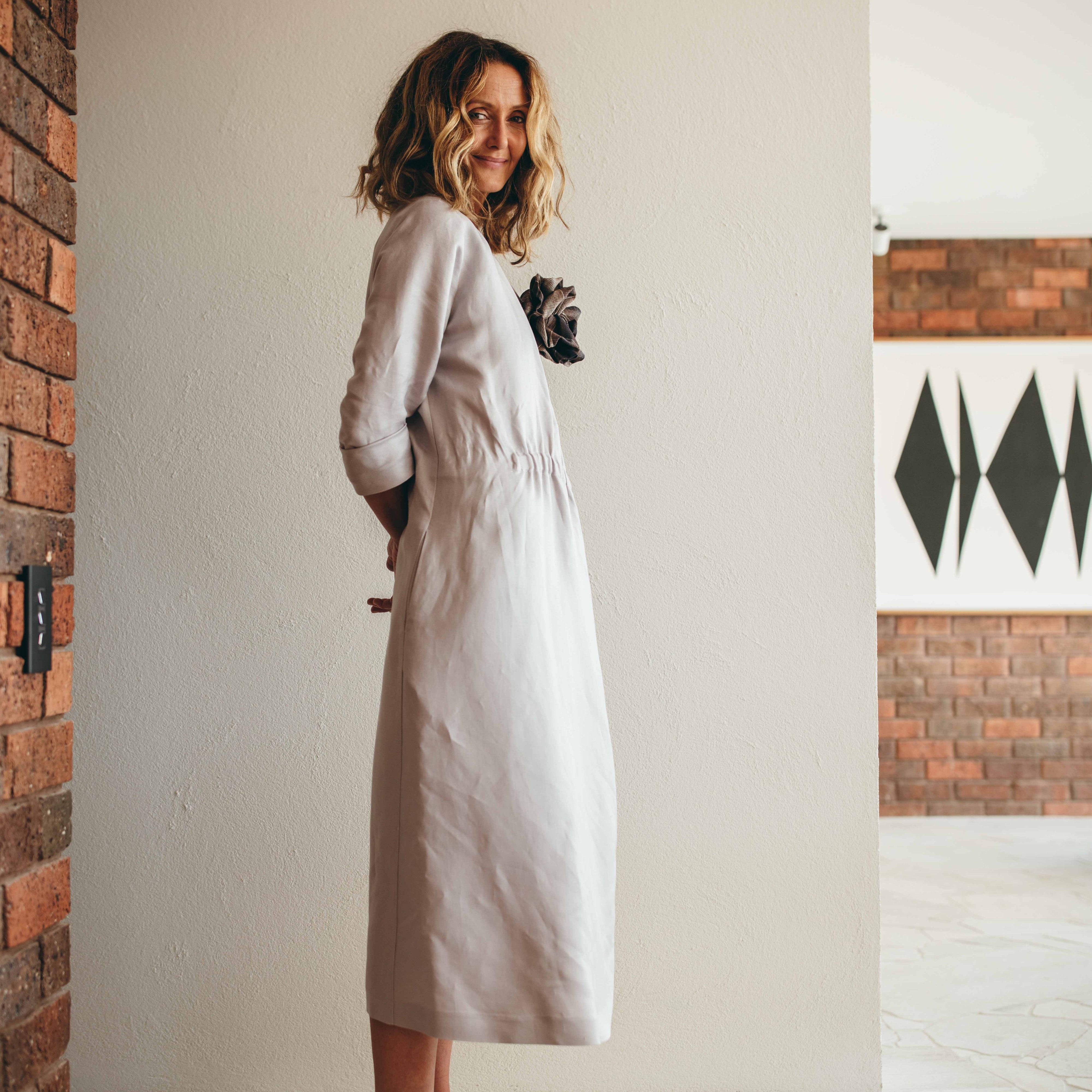 Hepburn Dress Silver Linen