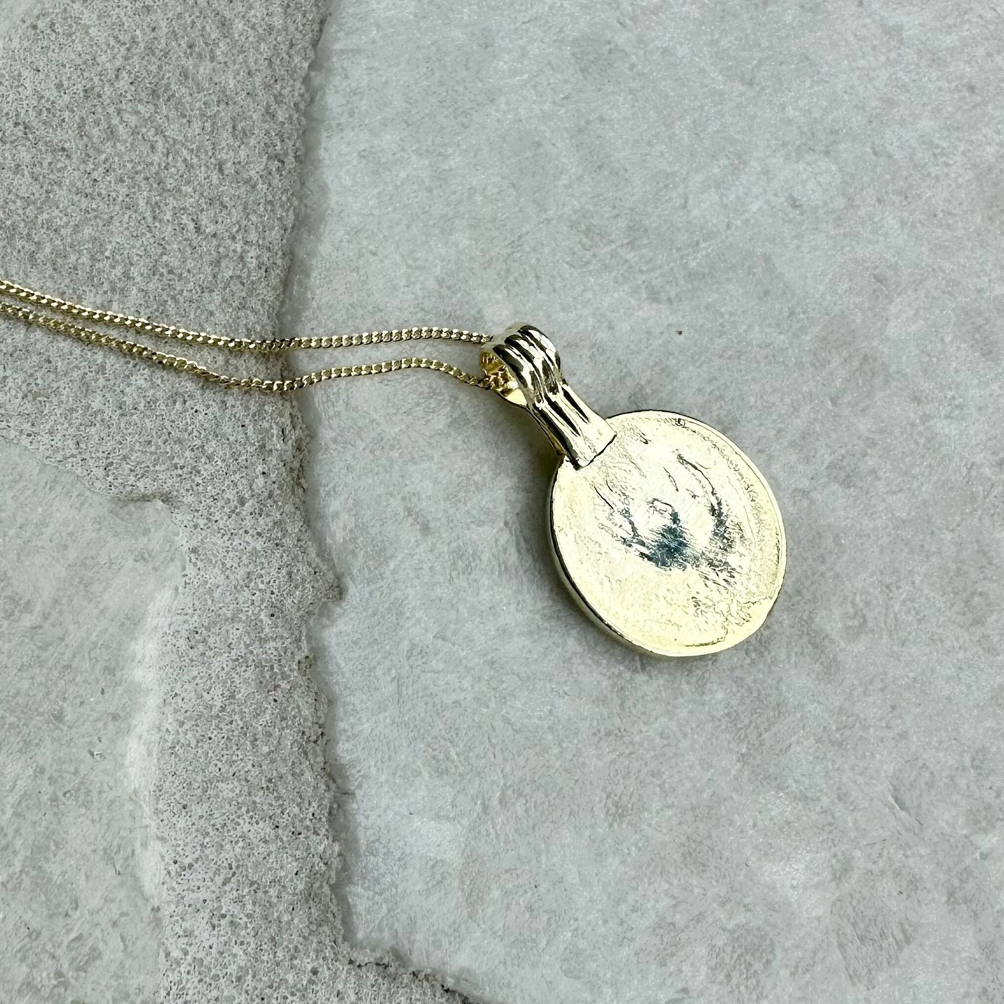 White gold deals coin pendant