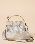 Mini Ruched Clutch Silver