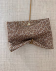 Petrichor Fold Over Clutch Leopard Metallic Linen