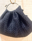 Mini Ruched Clutch Textured Black