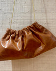 Ruched Shoulder Bag Vintage Tan Leather