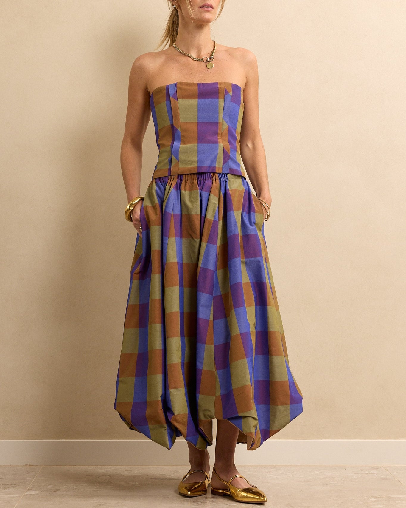 Flatiron Bustier Check Purple