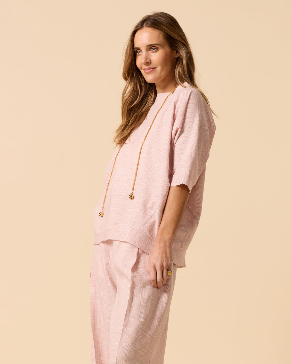 Dustflower Top Blush Check
