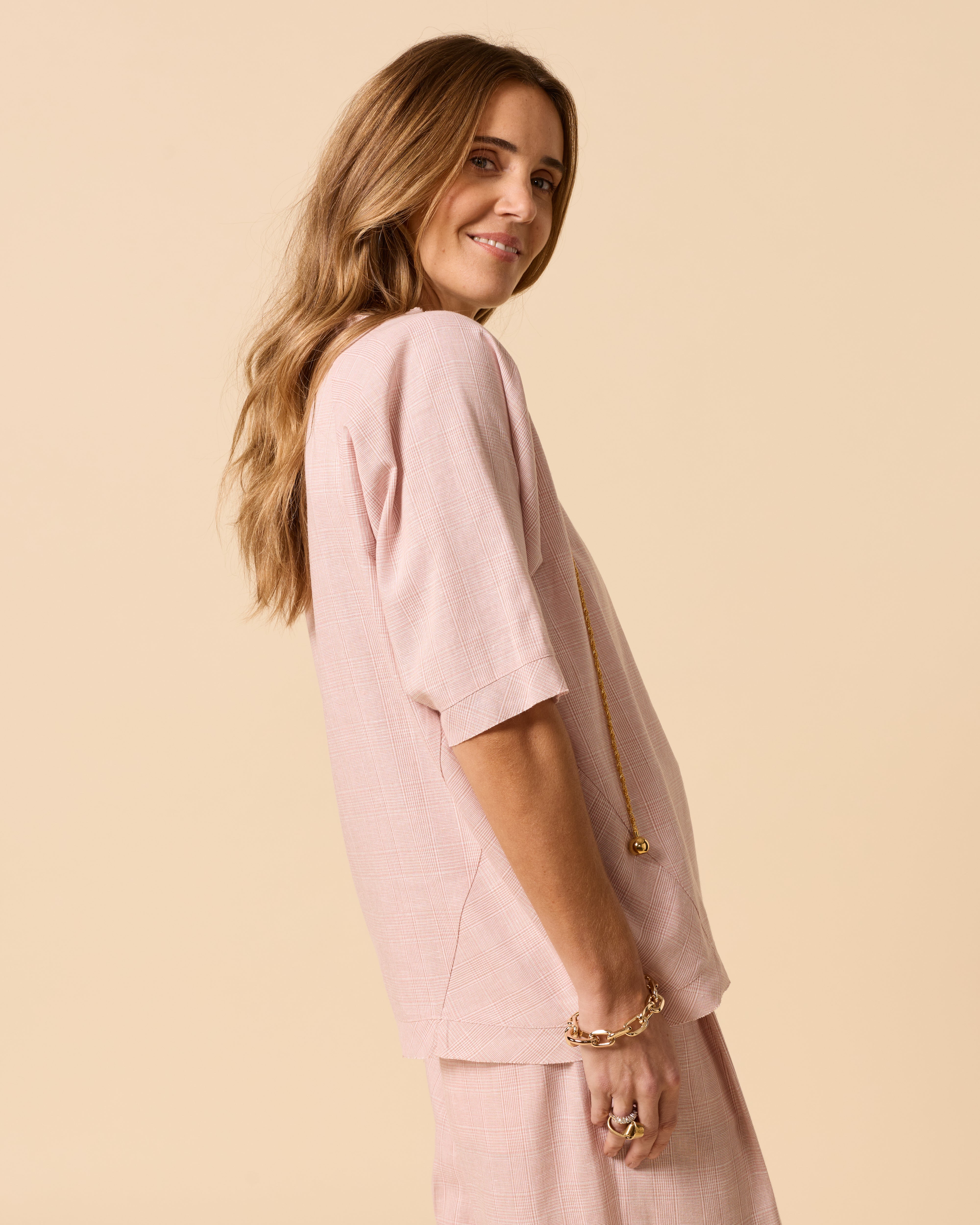Dustflower Top Blush Check