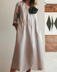 Hepburn Dress Silver Linen