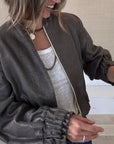 Linen Sparkle Bomber Chocolate