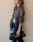 Linen Sparkle Bomber Chocolate