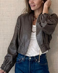 Linen Sparkle Bomber Chocolate