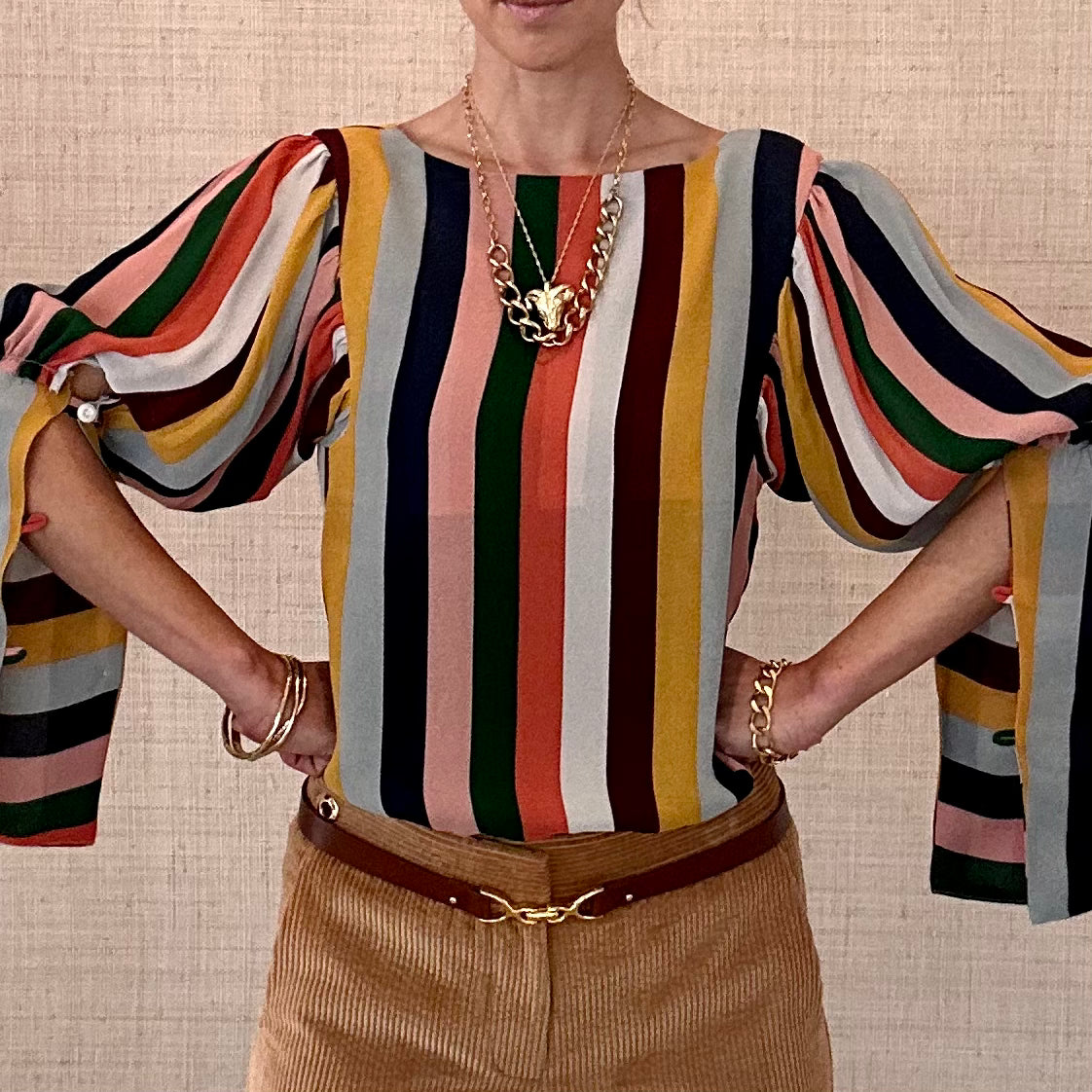 Long Cuff Shirt Stripe