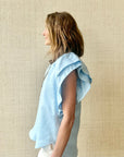 Lost In Love Top - Ice Blue coated linen