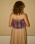 Strapless Petal Dress Fawn Purple Check