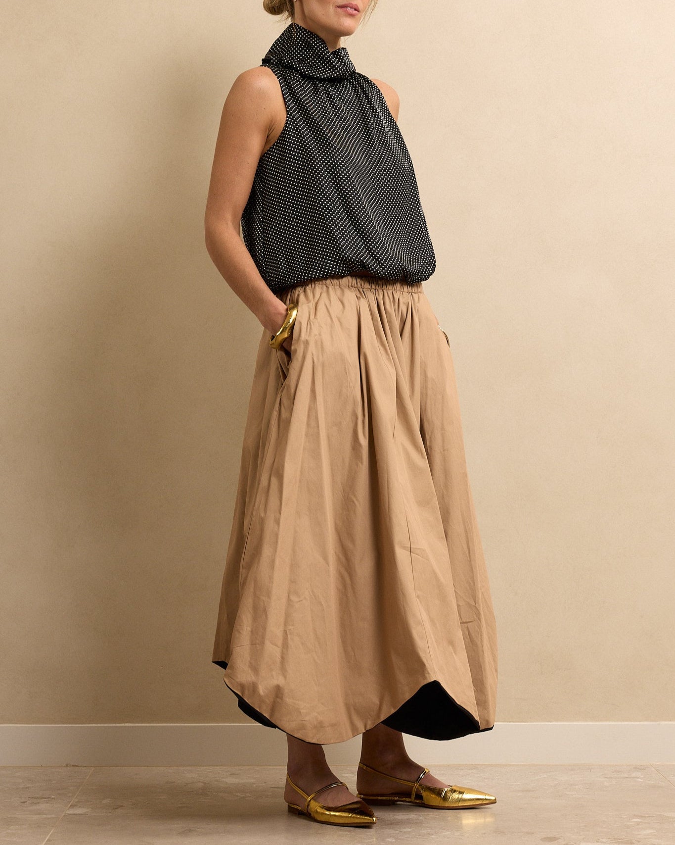 Petal Skirt Black/Camel