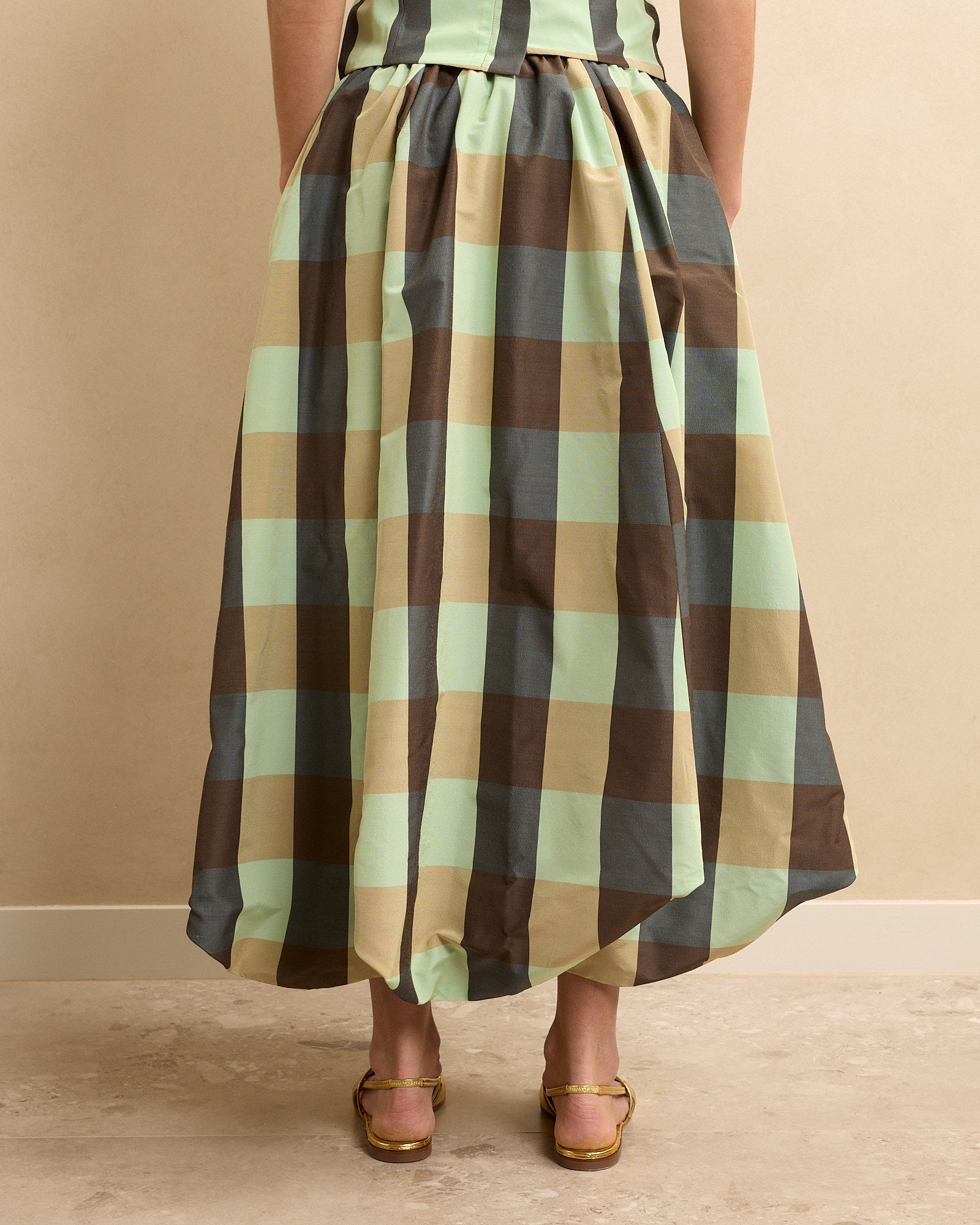 Petal Skirt Mint Check/Fawn