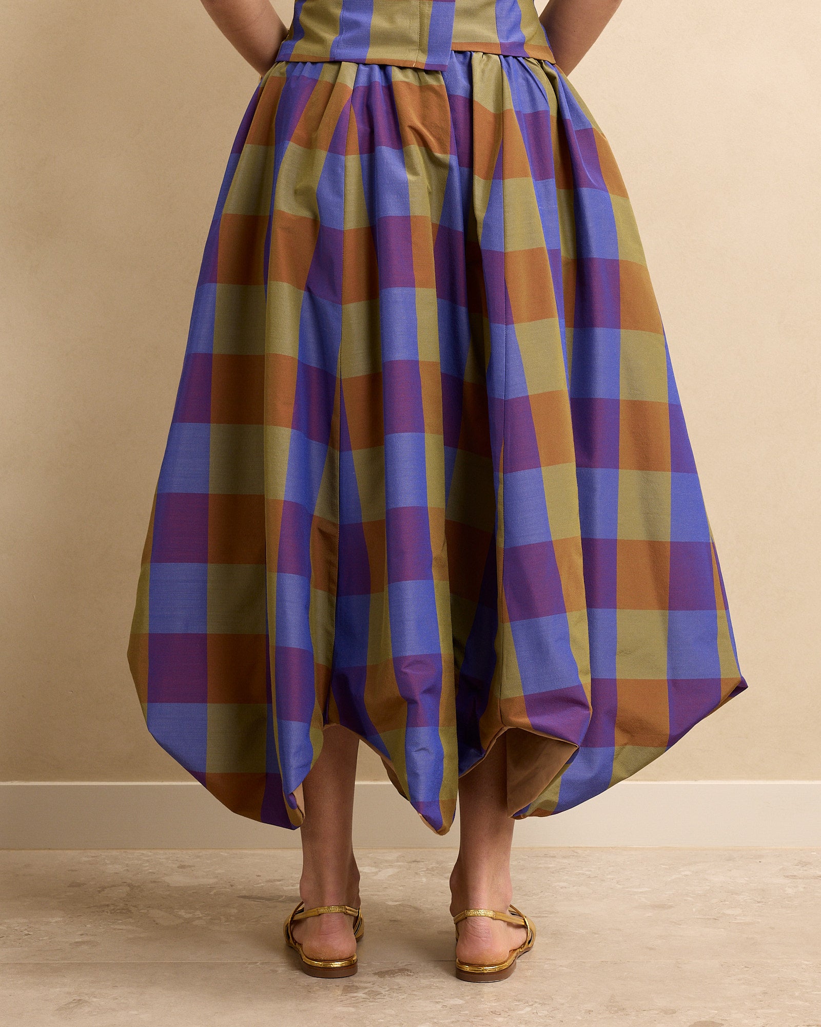 Petal Skirt Purple Check/Fawn