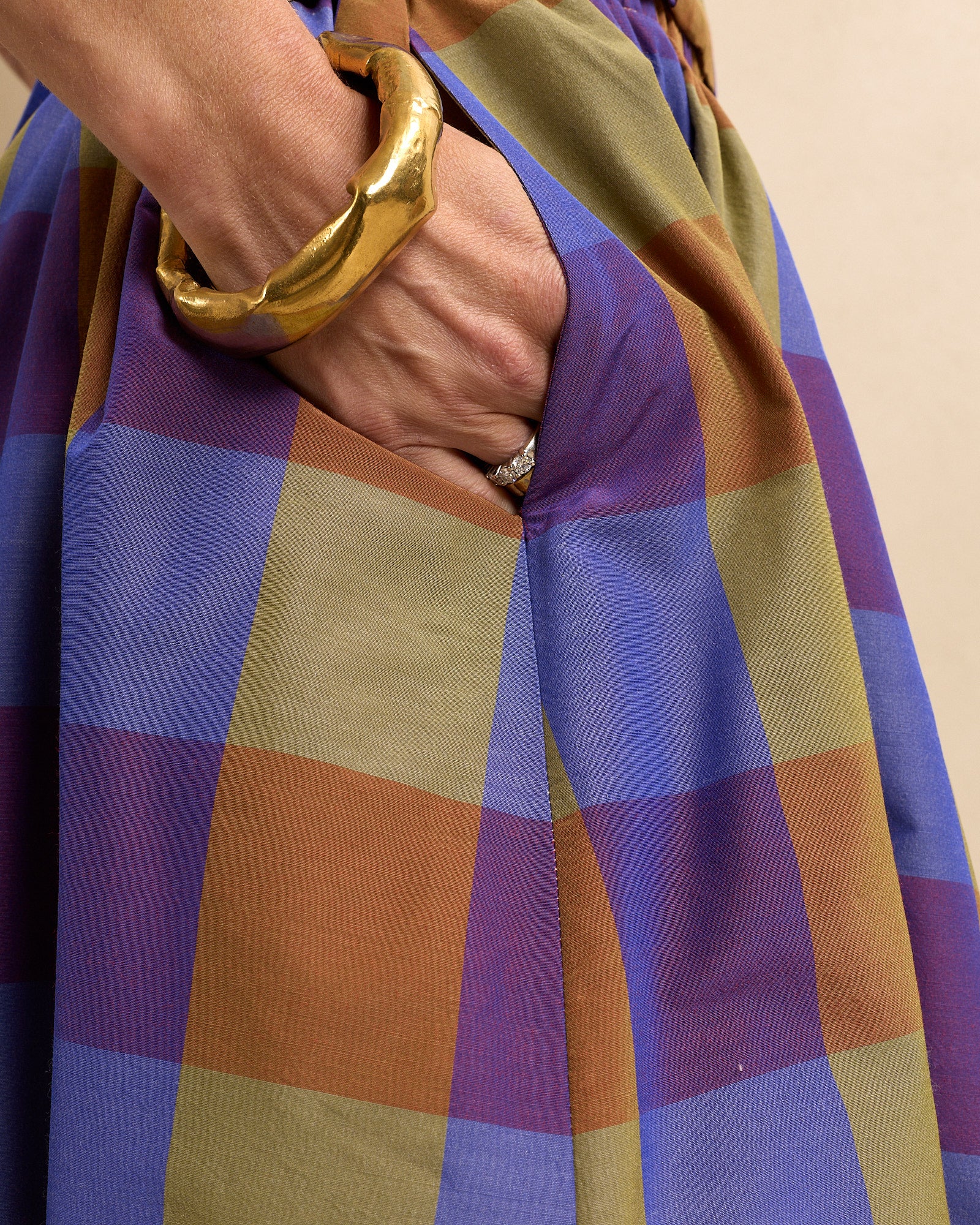Petal Skirt Purple Check/Fawn