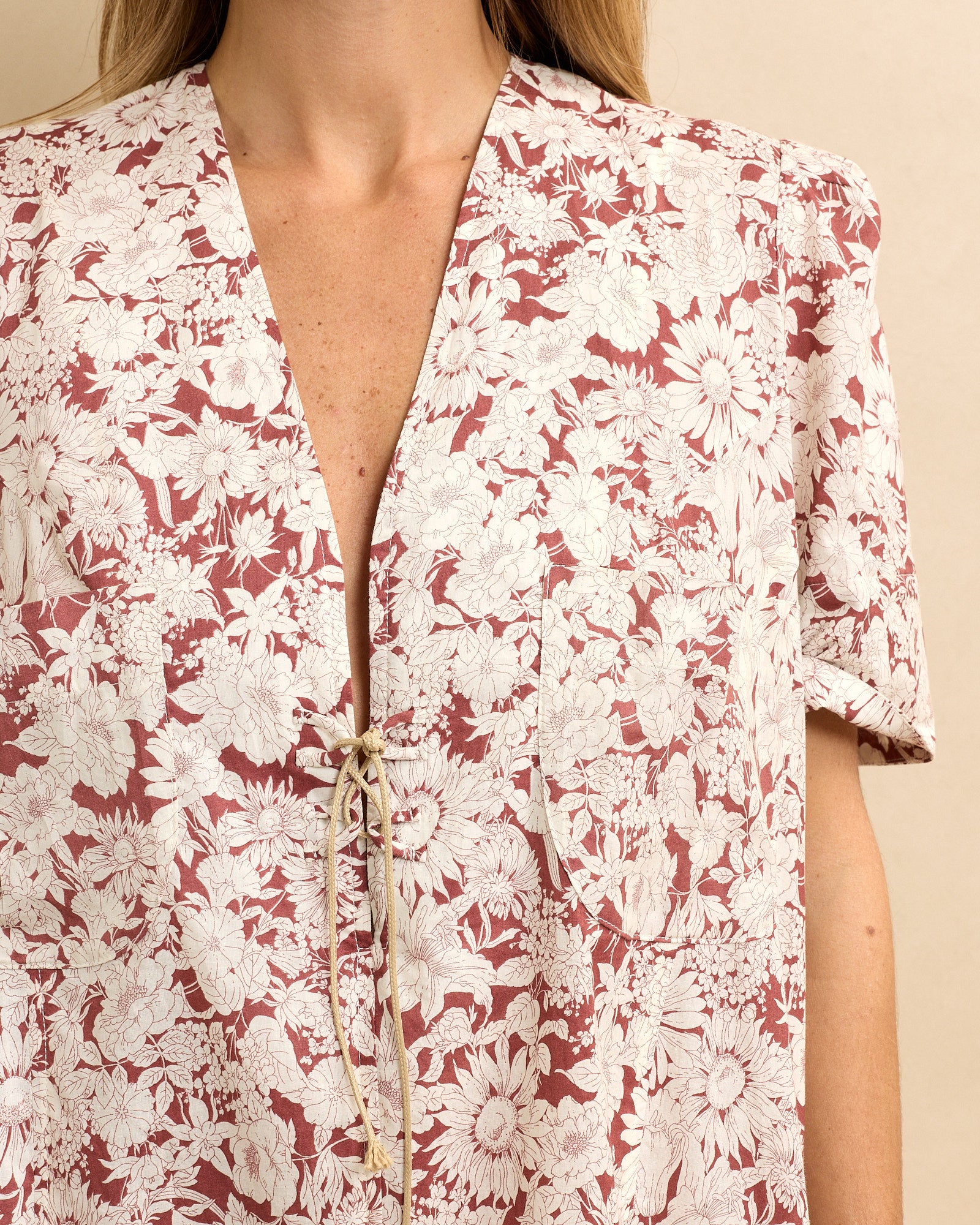 Maxi Shirt Dress Rust Floral