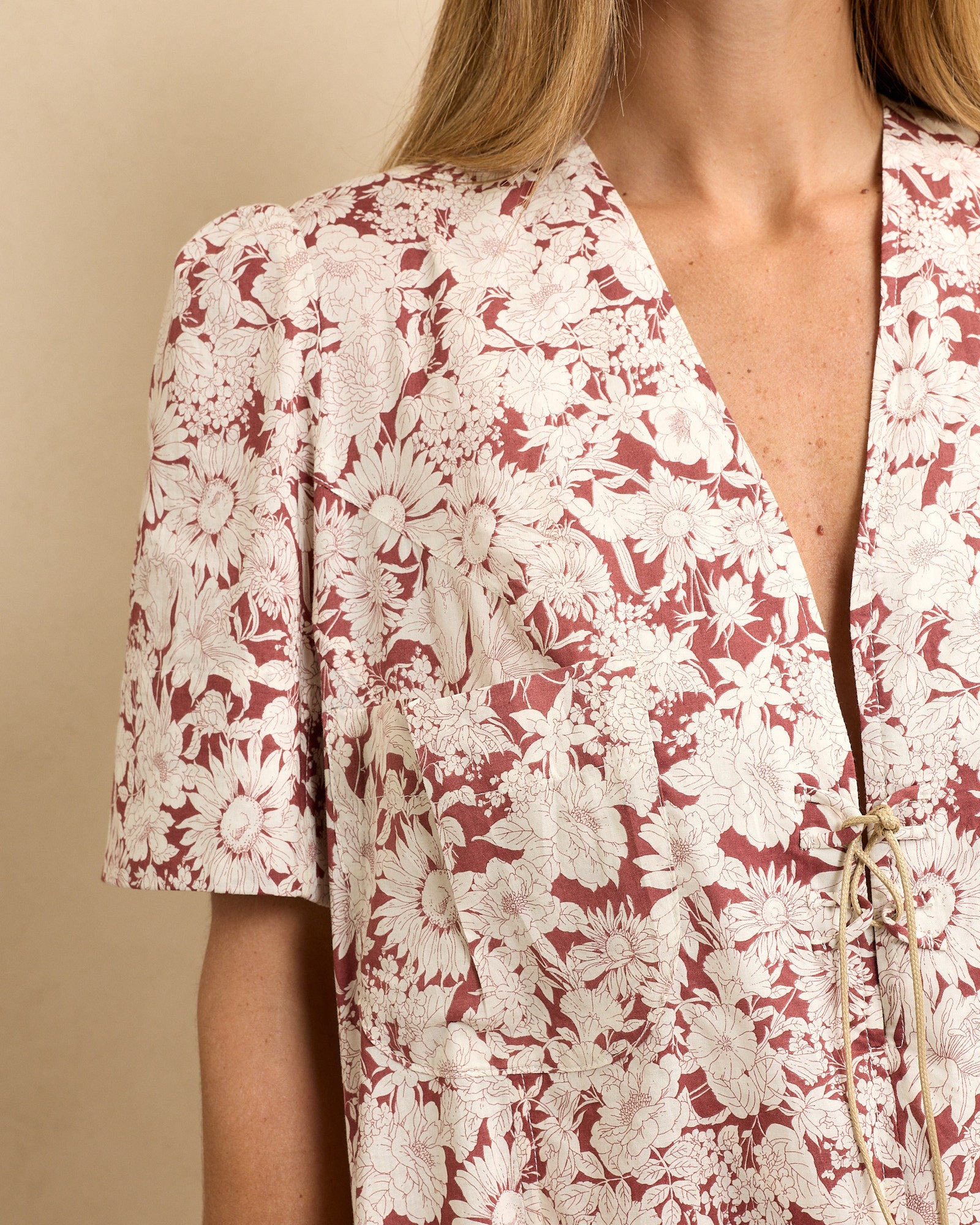 Maxi Shirt Dress Rust Floral
