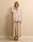 Short Sleeve Bomber Rust Floral