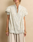 Short Sleeve Bomber Sage Floral