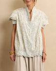 Short Sleeve Bomber Sage Floral