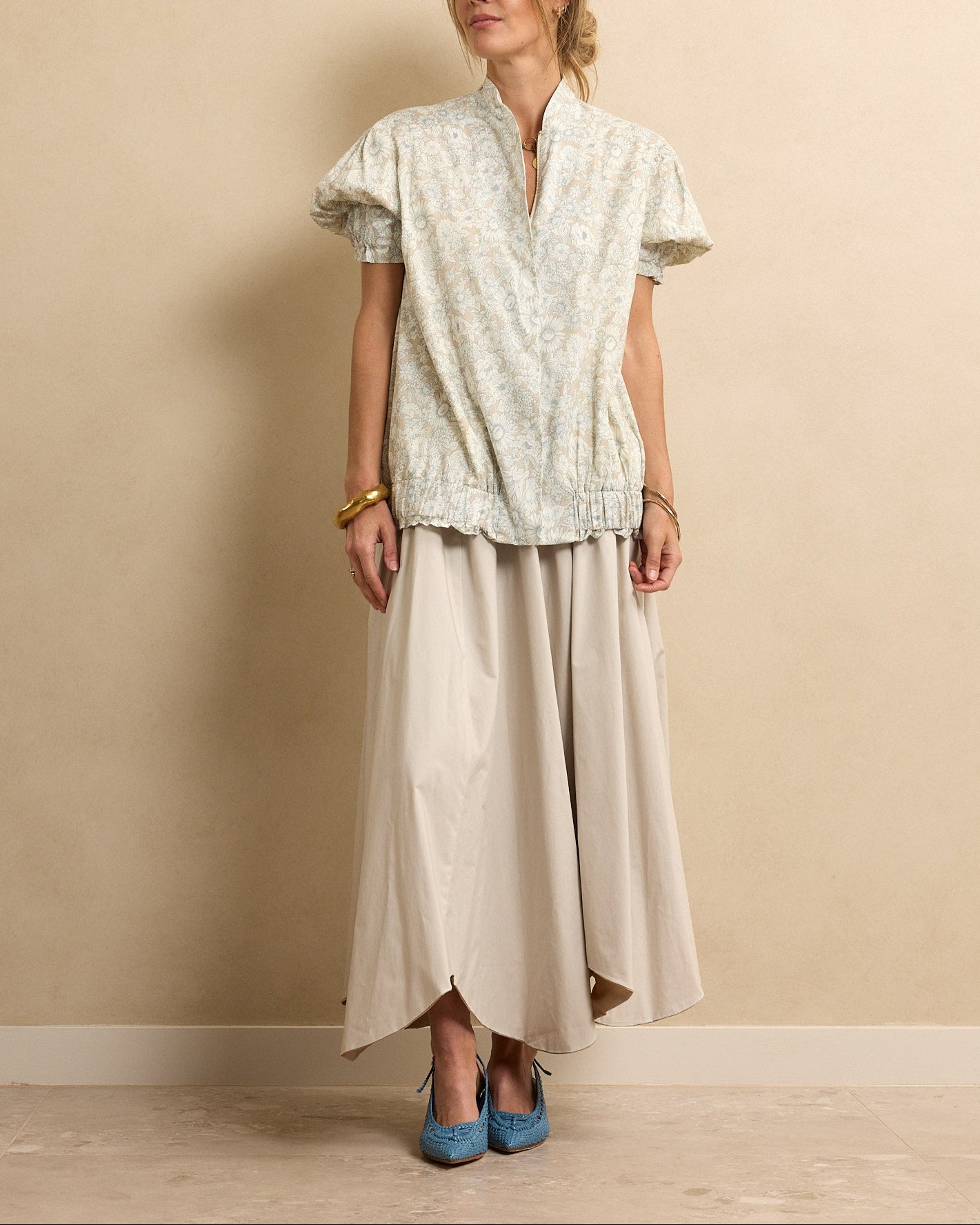 Short Sleeve Bomber Sage Floral