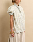 Short Sleeve Bomber Sage Floral