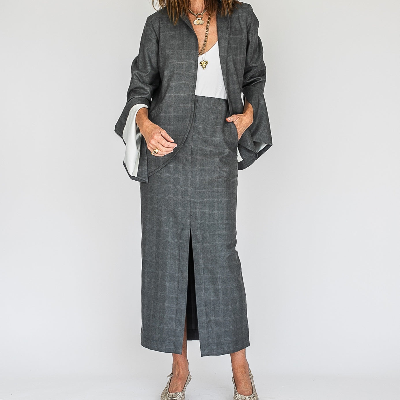 3 Degrees Skirt Grey Check