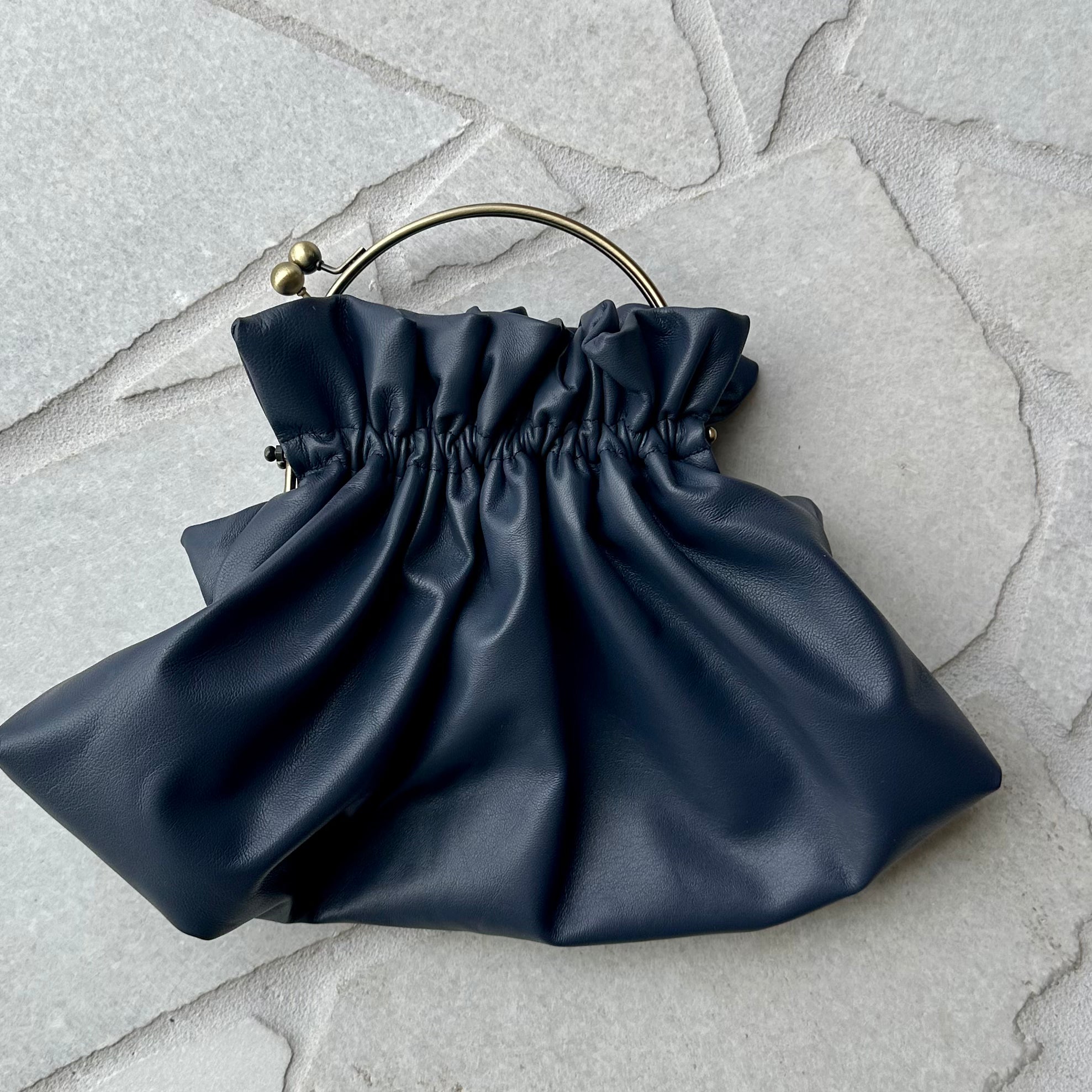 Ruched Clutch Leather