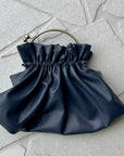 Ruched Clutch Leather